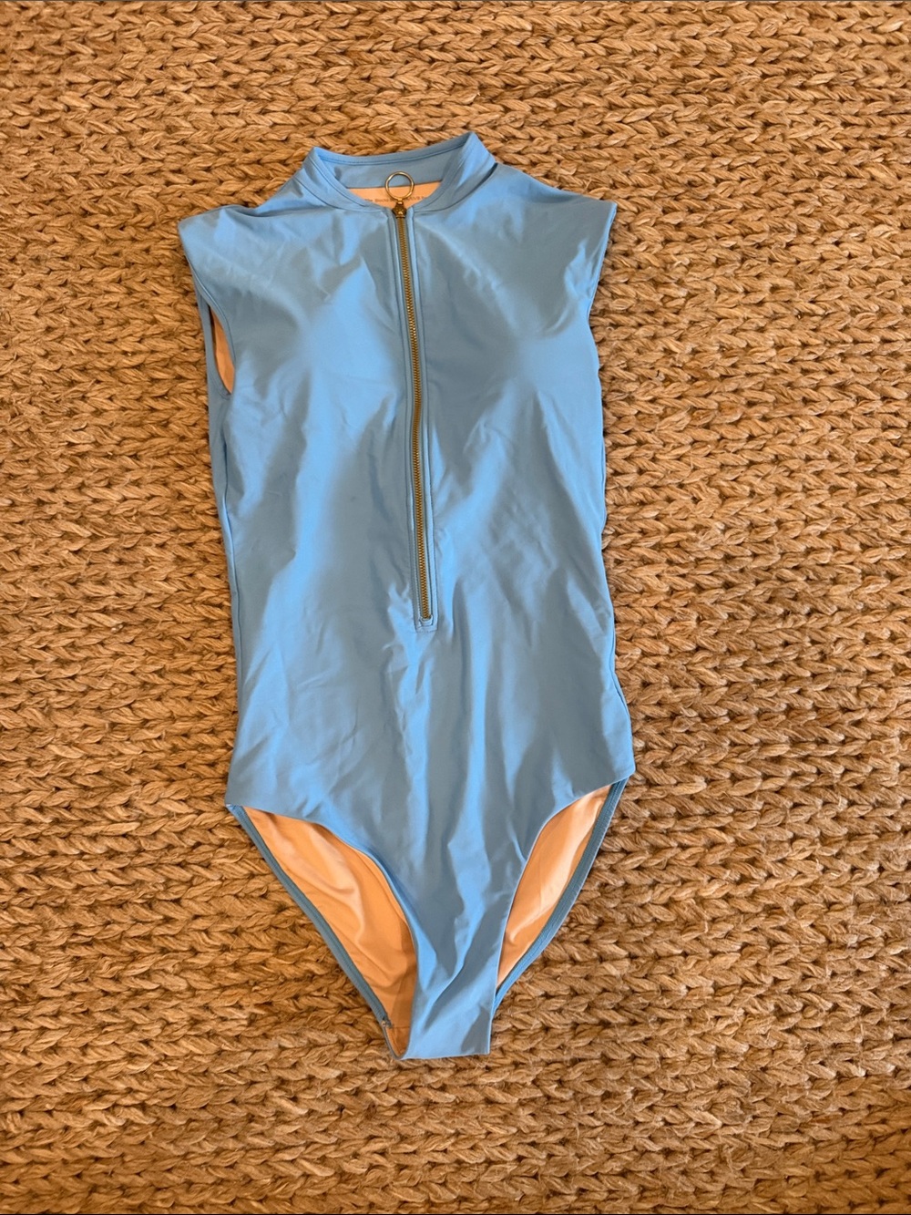 Coolibar Kids Sky Blue Front-Zip One-Piece Swimsuit